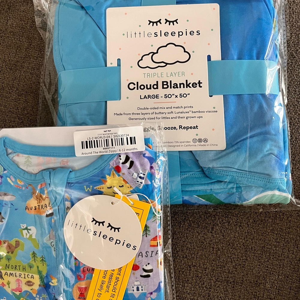 Little Sleepies Around the World cloud blanket & zippy